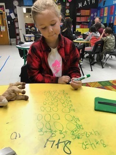 Second Grade student learns to multiply using arrays.